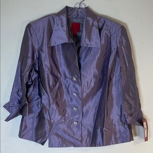 JS Collections Shimmering Satin Jacket with Faux Diamond Buttons. 20. NWT. $200!